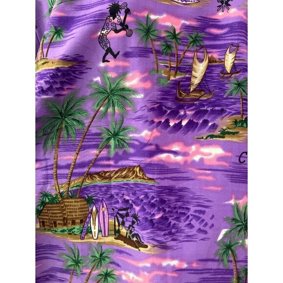 Paradise Men Purple Cayman Islands Tropical Short Sleeve Shirt Size L - Picture 9 of 11